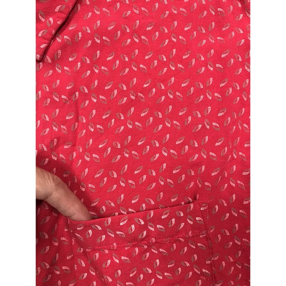 Toscano Silk Blend Button Shirt Mens Medium Red Geometric Short Sleeve Casual - Picture 4 of 13